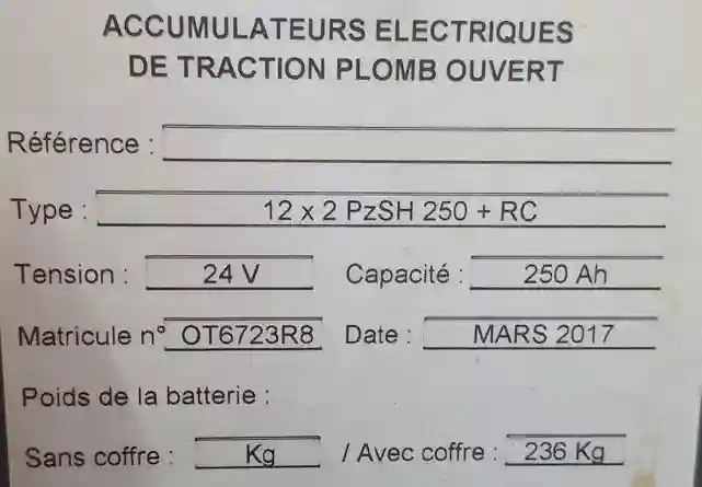 Plaque signalétique de chariot élévateur pour devis batterie